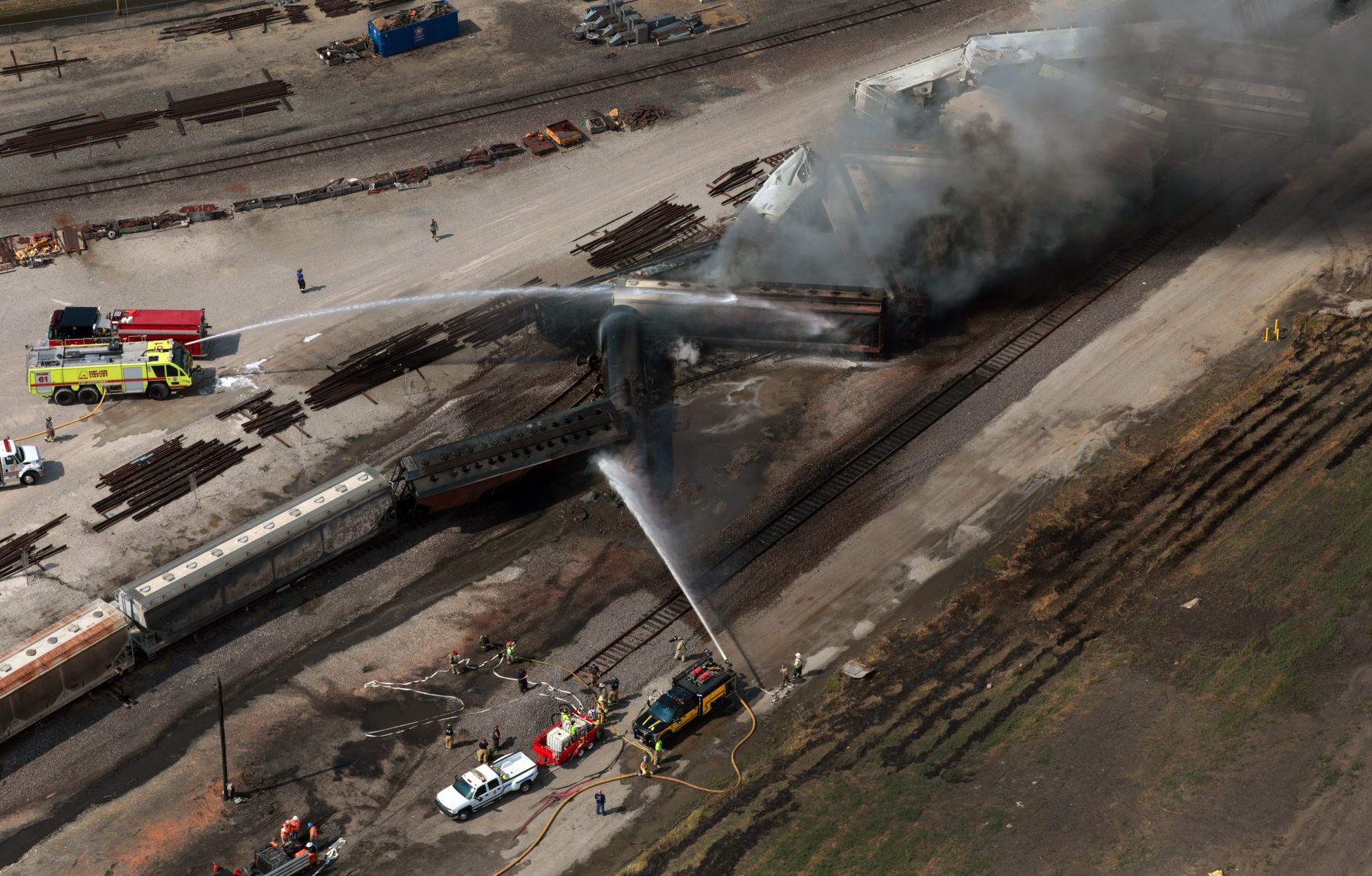 Train derailment sparks fire, evacuations in Dupo